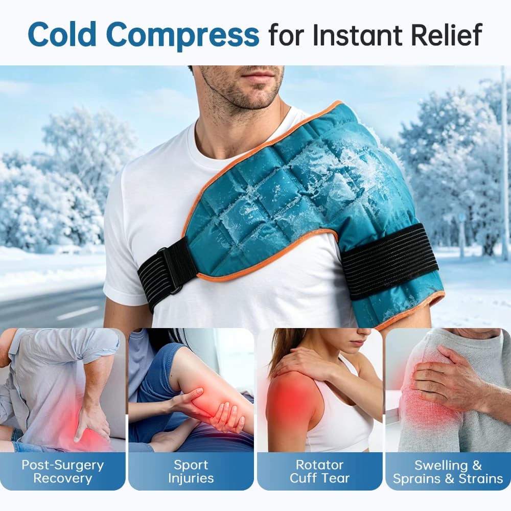 2 pièces de compresses de gel auto-absorbantes réutilisables, chaudes et froides, pour épaule, genou, blessures articulaires et entorses musculaires