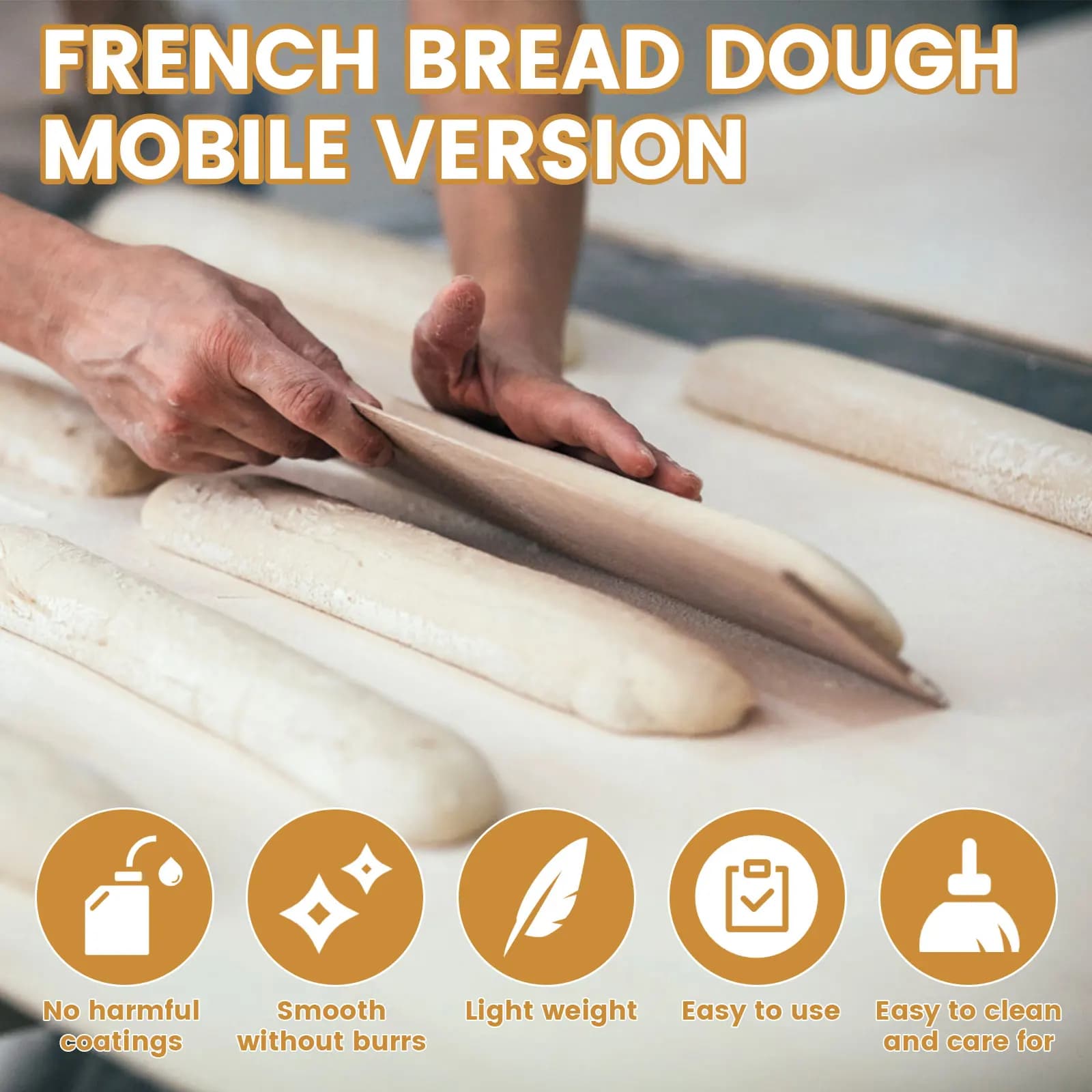Planche en bois de transfert de Baguette de cuisson, planche à rabat rectangulaire à Double échelle, pâte de Baguette Ciabatta, accessoires de cuisine
