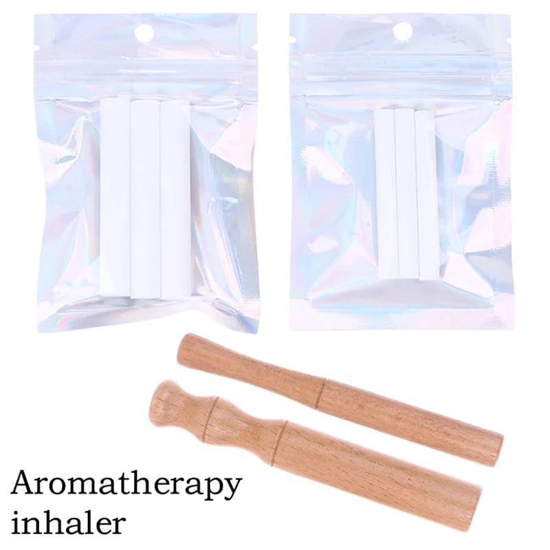 Inhalateur d'aromathérapie pour huiles essentielles, inhalateur pour arrêter de fumer, diffuseur personnel en bois pour huiles essentielles avec bâtonnets en fibre