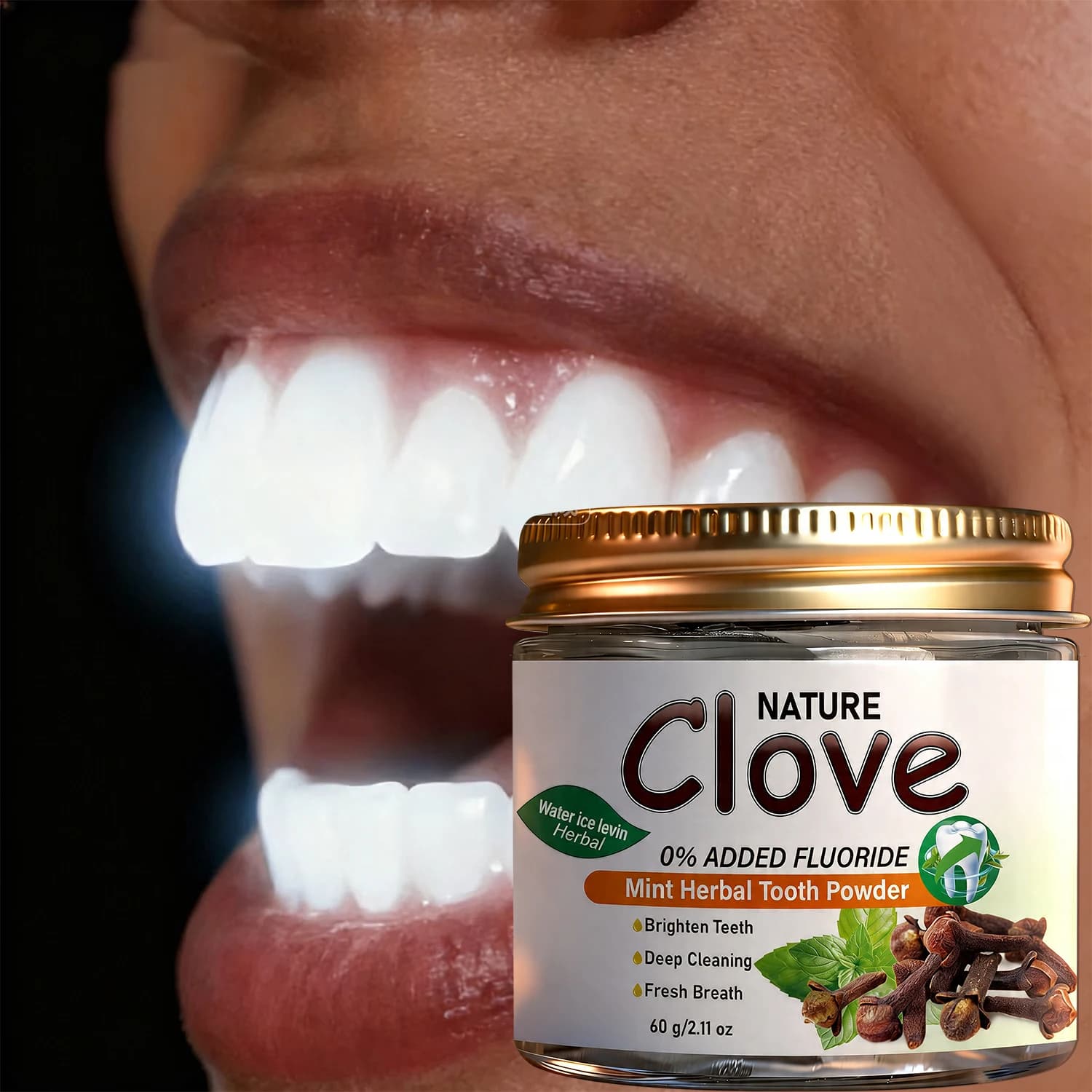 Poudre dentifrice naturelle à la menthe et au clou de girofle - Sans fluor