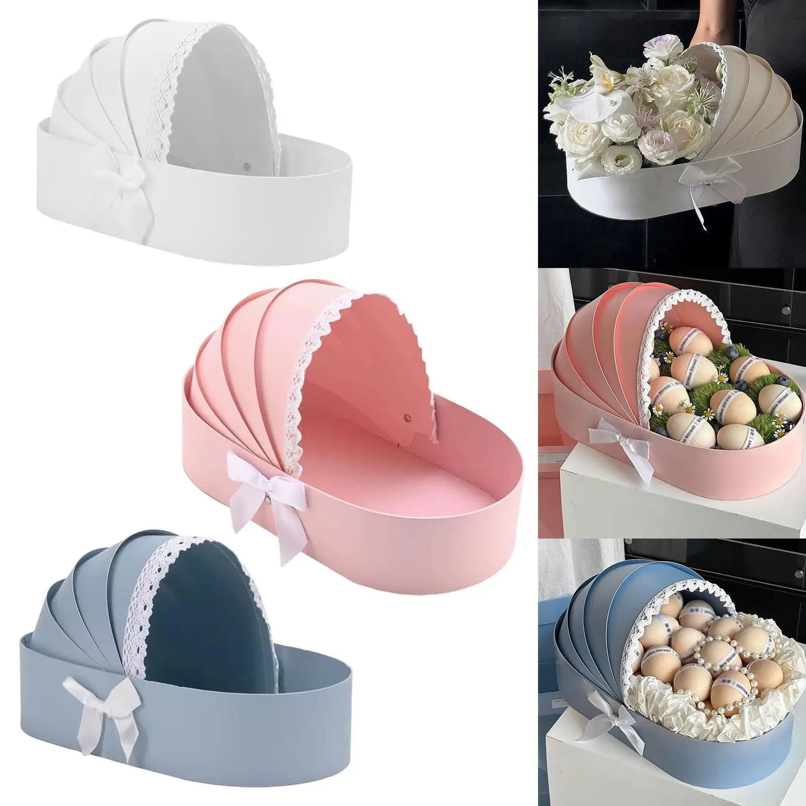 Boîte de douche pour bébé, boîte à fleurs, Arrangement floral, sac d'emballage de cadeaux