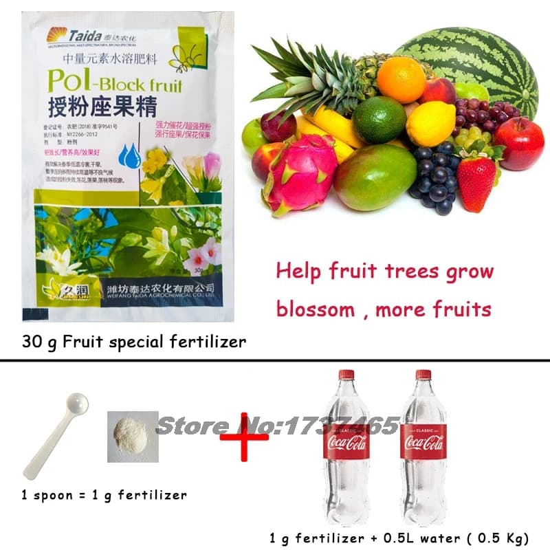 Engrais spécial aux fruits, 30g, Nutrition supplémentaire des plantes, régulateur de Polluination de homobrassinolide pour bonsaï de jardin domestique