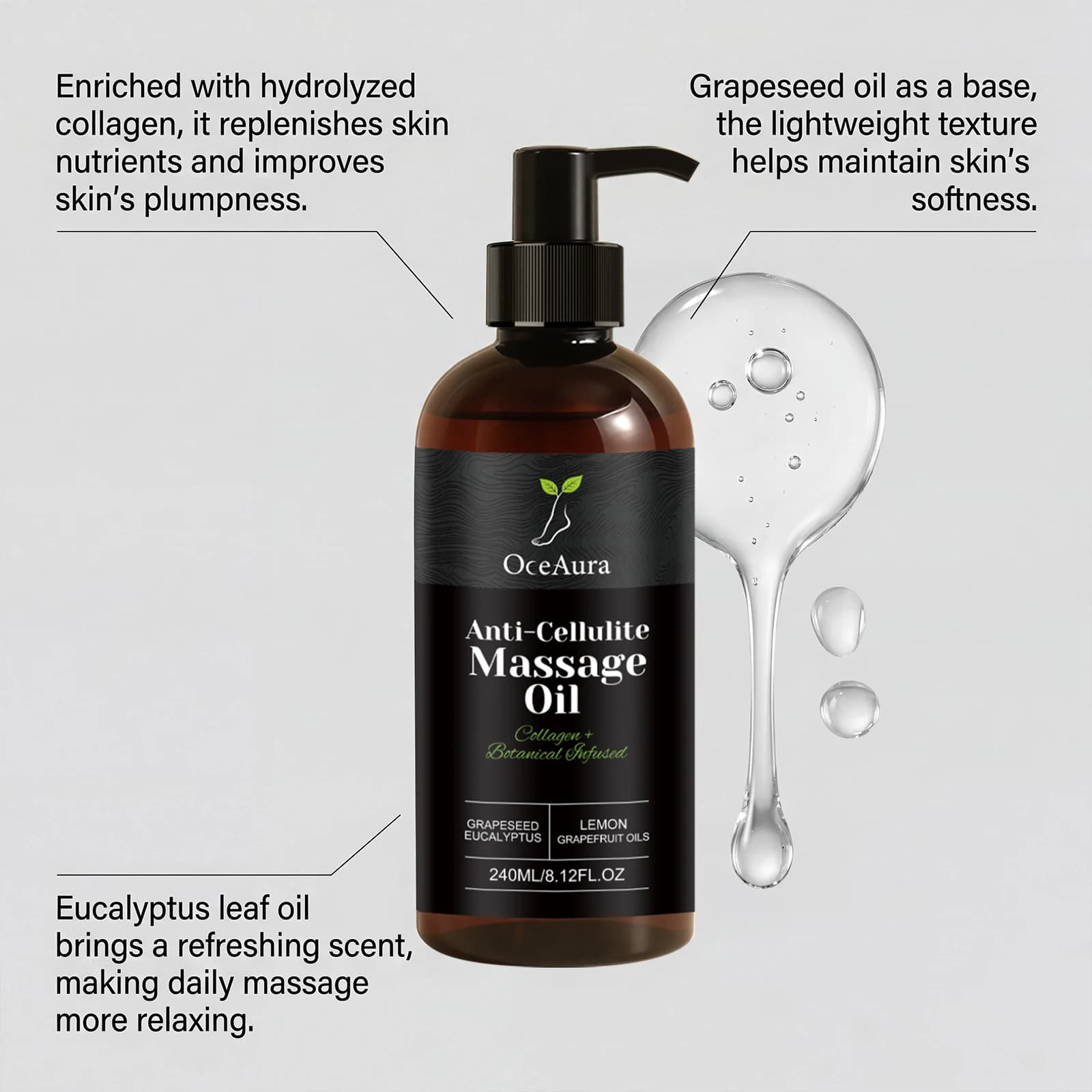 Huile de massage anti-cellulite 240 ml