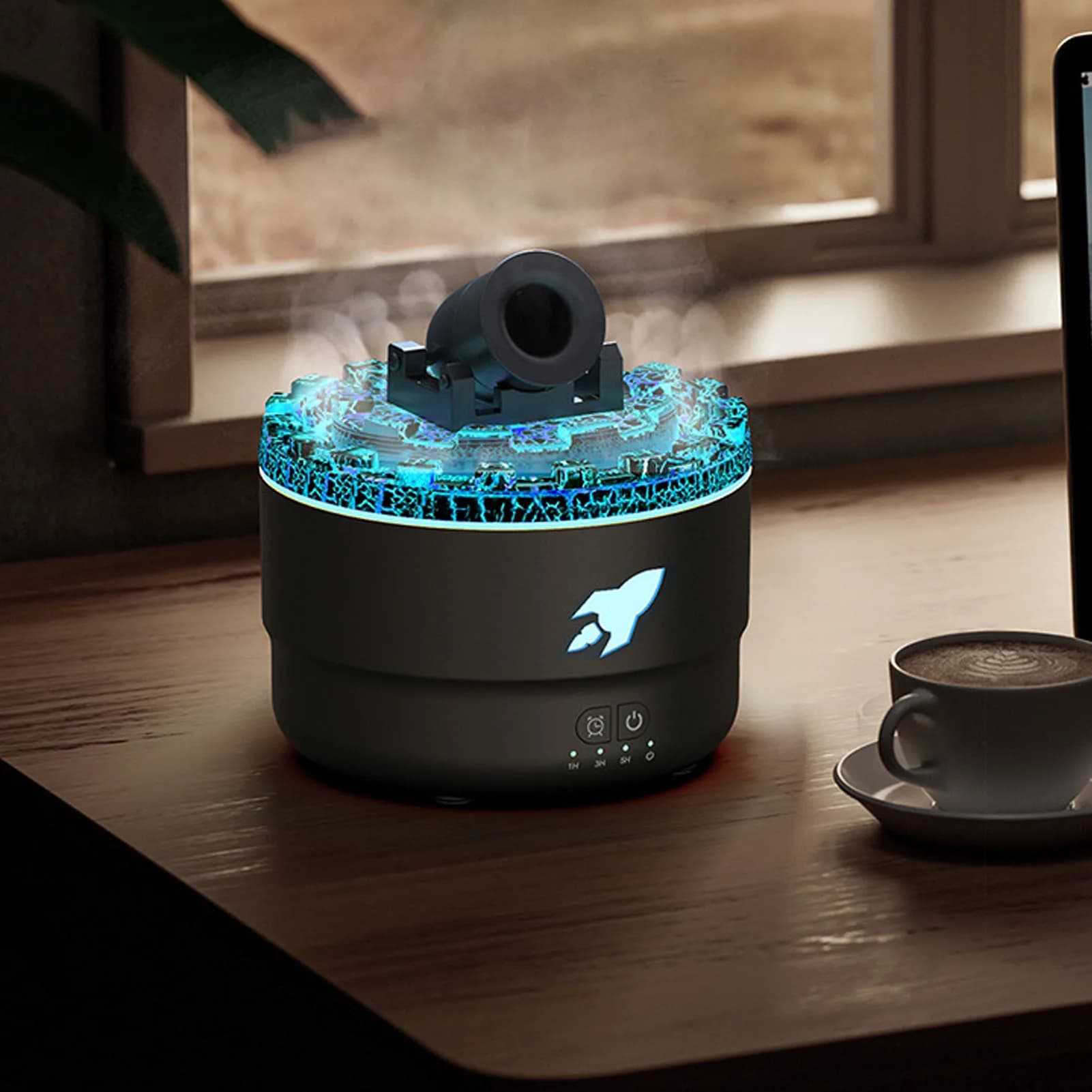 Diffuseur d'huile essentielle d'humidificateur de brume d'air conception innovante 1H 3H 5H synchronisation 25dB taille compacte à faible bruit pour Table de thé de chevet