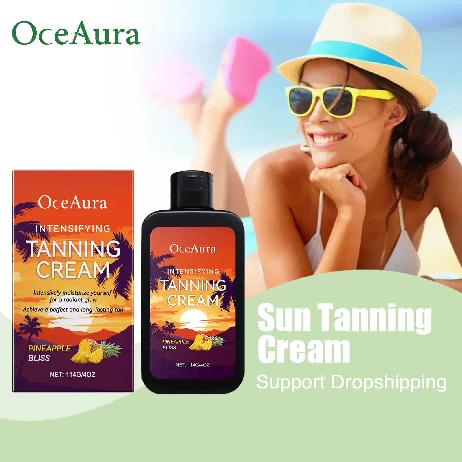 Crème de bronzage pour le corps dans le solarium
