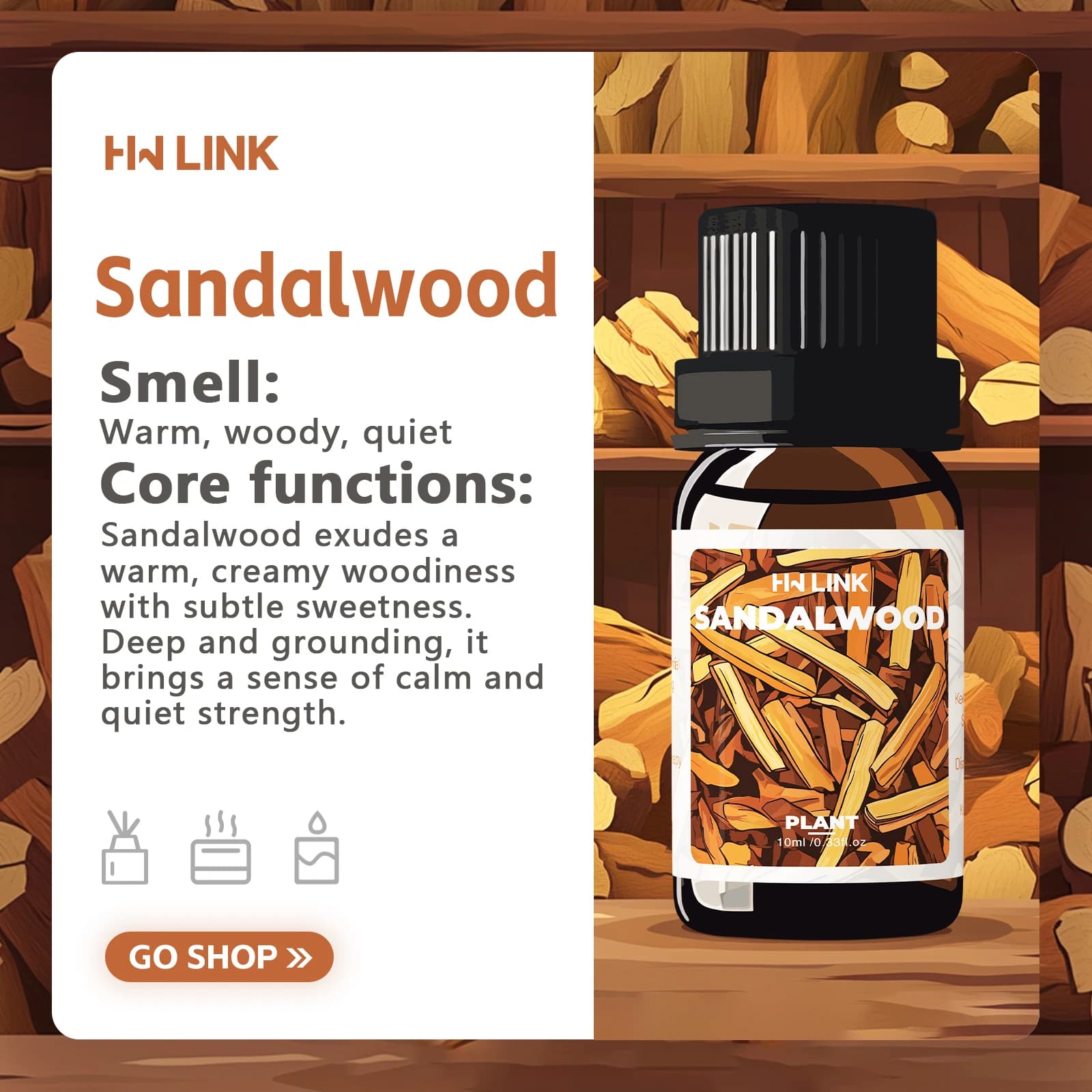Huile essentielle de bois de santal 100% pure | 10 ml de qualité thérapeutique | Pour diffuseur, méditation et aromathérapie haut de gamme