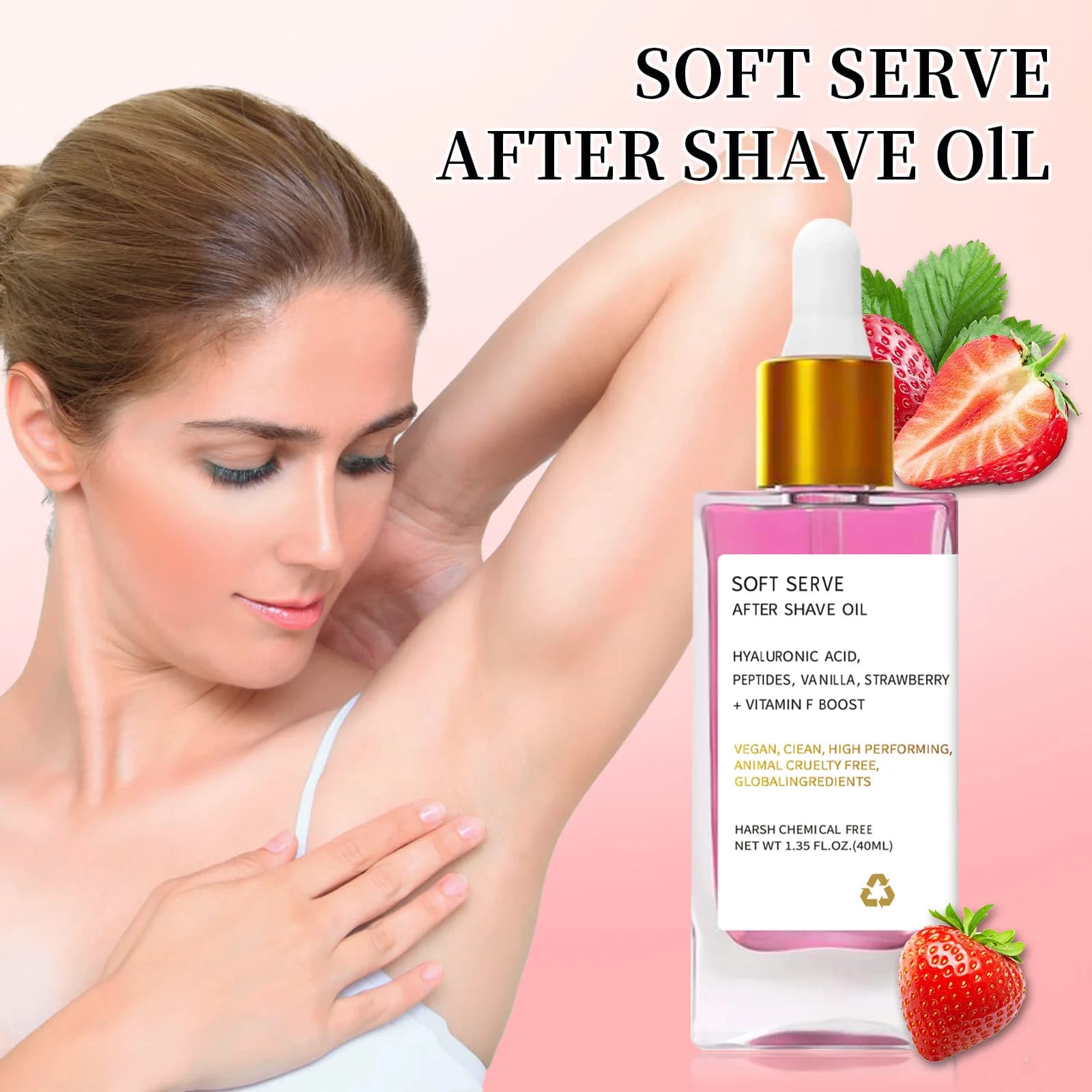 Huile après-rasage fraise vanille huile après-rasage vraiment pour une peau lisse hydrate douce Soins de la peau pour femmes, huile de rasage