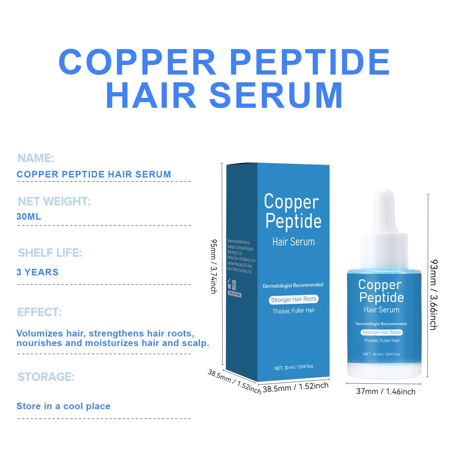 Sérum capillaire au cuivre et aux peptides pour la croissance des cheveux