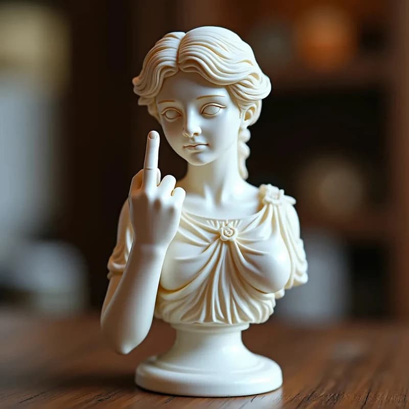 Statue de vénus drôle avec doigt du milieu de la déesse, ornement Miniature en résine, décoration de bureau et de maison