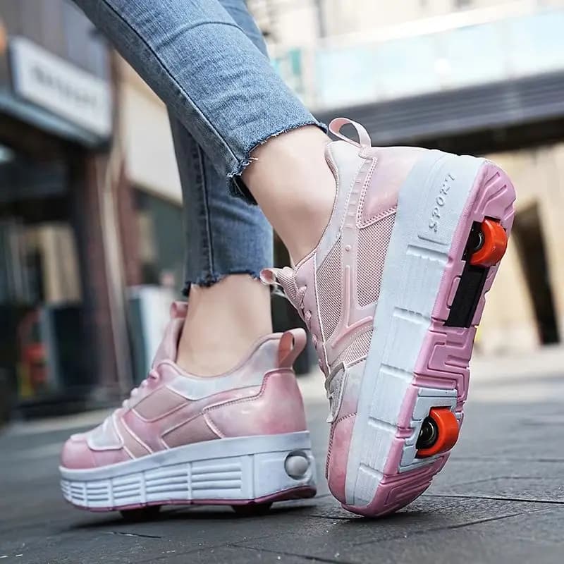 Chaussures à roulettes, roues rétractables en un clic, respirantes pour enfants, adolescents, garçons et filles