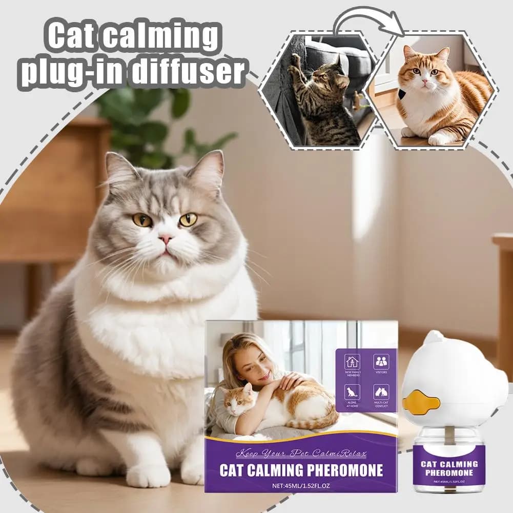 Diffuseur apaisant pour chats d'intérieur, avec phéromones calmantes 45ml, anti-stress et anti-anxiété, pour réduire les griffades et les cachettes.