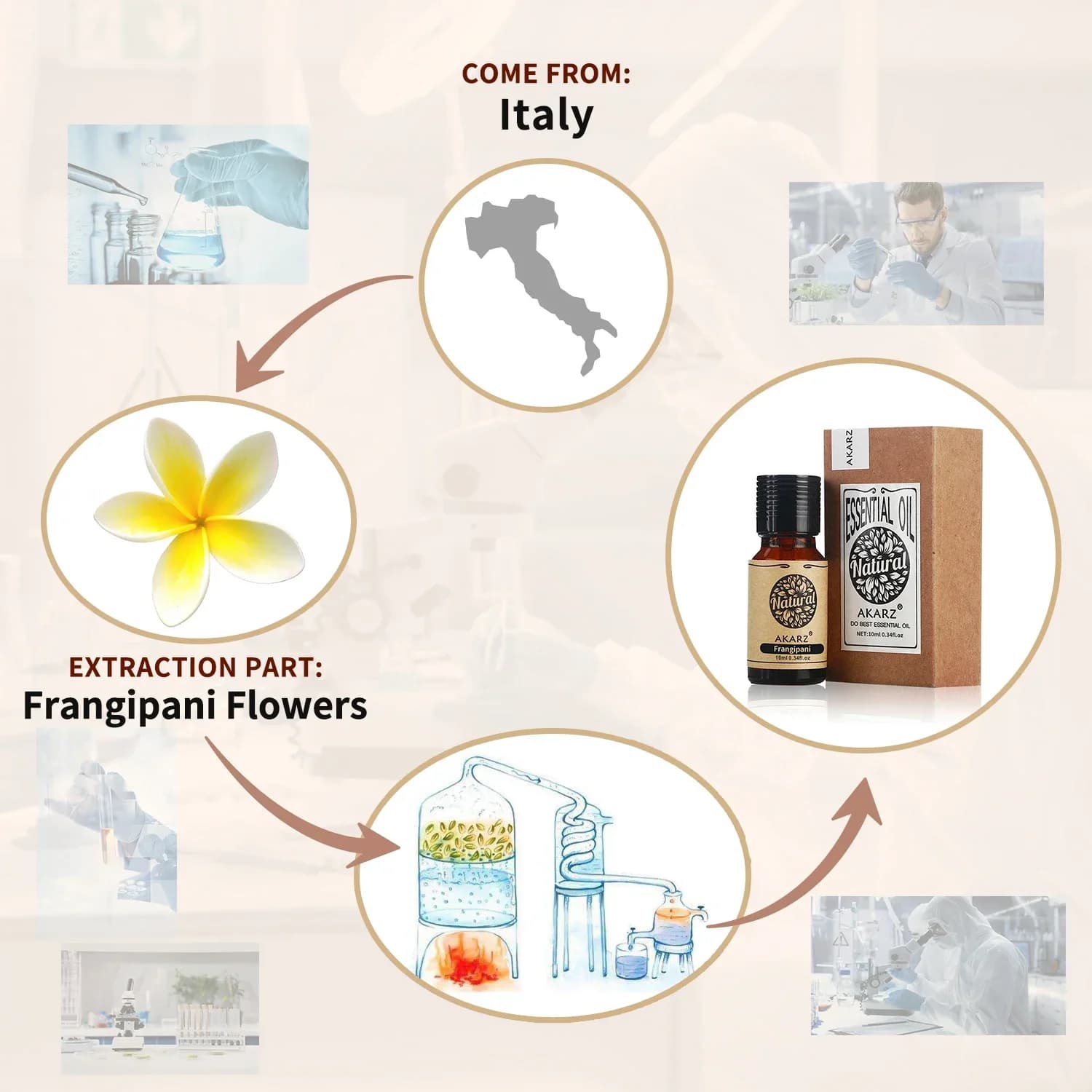 AKARZ Frangipani huile essentielle naturelle pour la peau corps soins capillaires diffuseur bougie savon faisant bricolage Massage arôme beauté santé