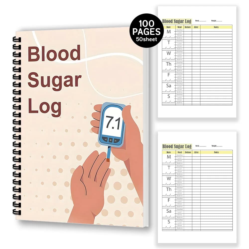 1 carnet de suivi du diabète, journal de suivi quotidien de la glycémie, carnet de surveillance du glucose pour diabétiques, carnet d'enregistrement des repas et des médicaments K