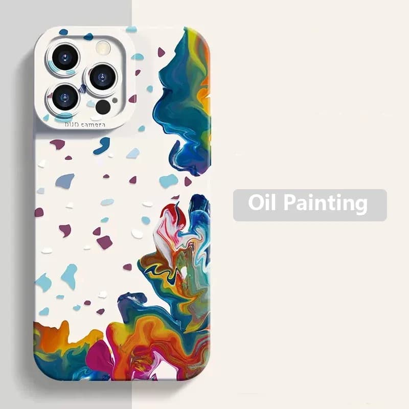 Coque de téléphone avec peinture à l'huile aquarelle, étui en Silicone souple et mat pour iPhone 14 13 12 15 16 17 Air Pro Max 16E 11 7 8 Plus X XS XR SE