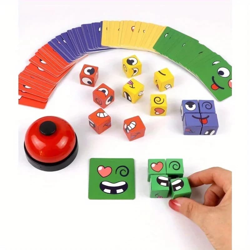 Jeu de Cube de changement de visage pour enfants, Puzzle d'expression Montessori, blocs de construction, jouets d'apprentissage précoce, jouet éducatif pour enfants