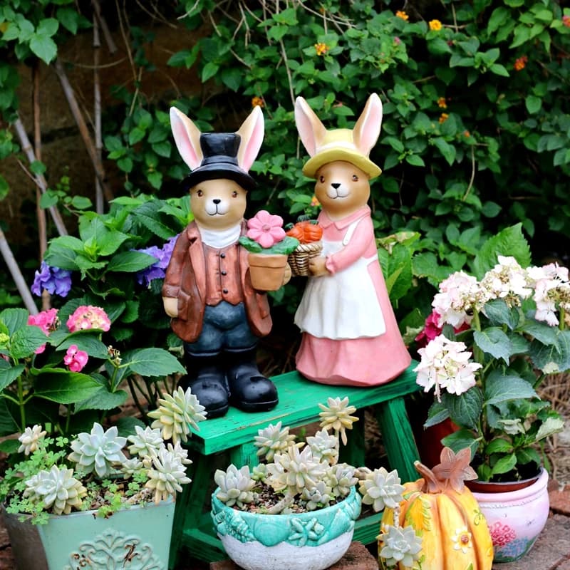 Statue de jardin de lapin en plein air