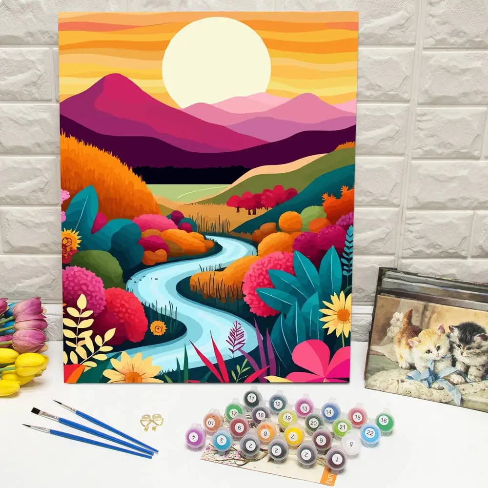 Peinture à l'huile par numéros paysage de montagne bricolage