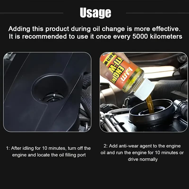 Agent anti-usure pour moteur, additif pour huile pour réduire la friction, prolonger la durée de vie du moteur, réduire le bruit et les vibrations