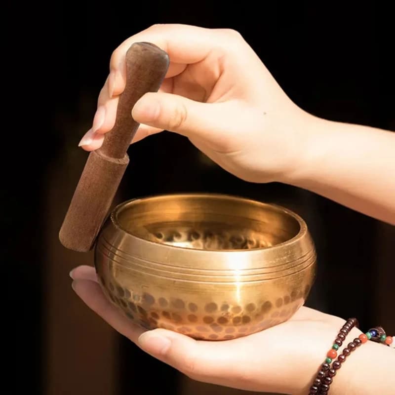 Bol chantant traditionnel, bol prière bouddhiste, Texture en laiton, adapté à guérison sonore, à l'équilibrage des chakras