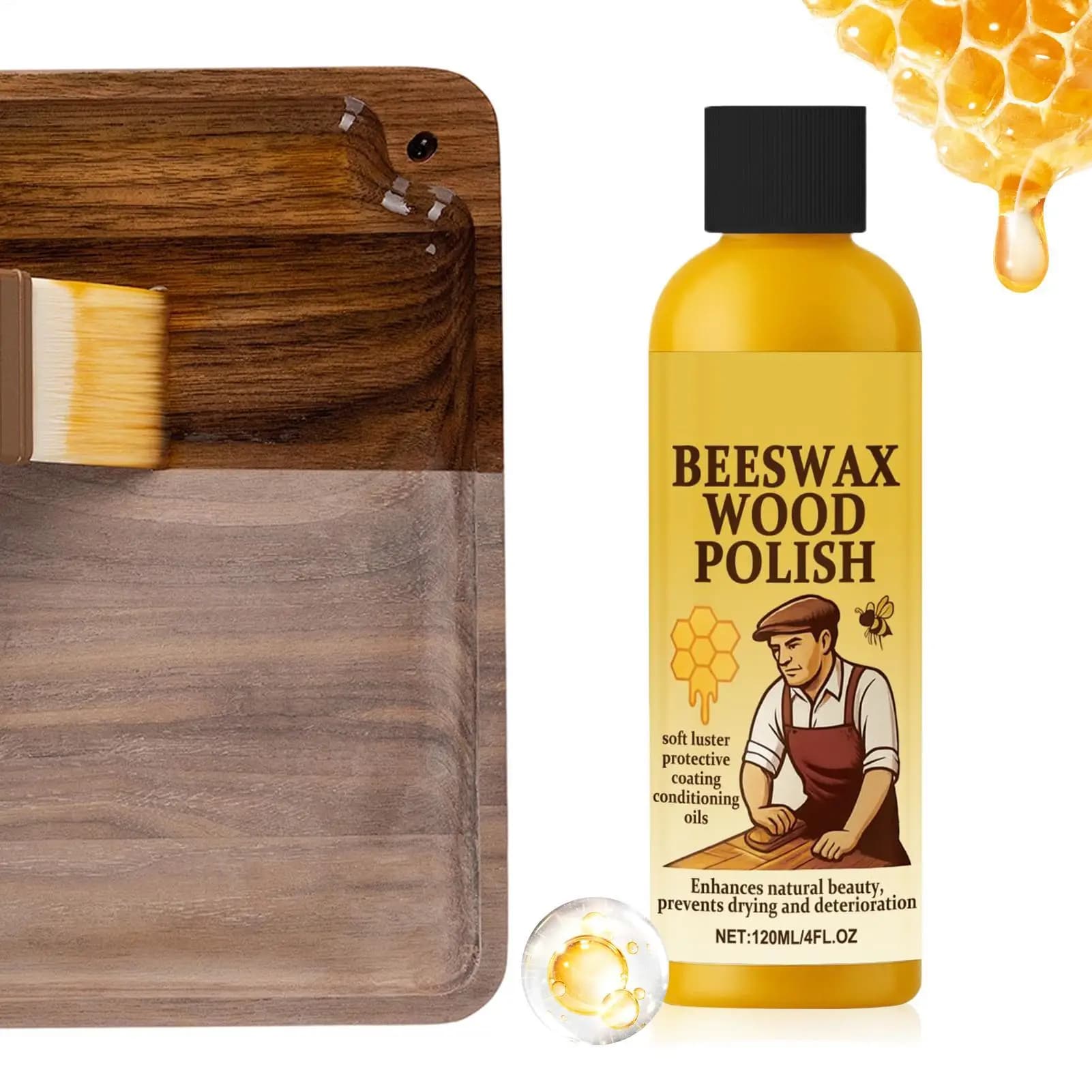 Cire de rénovation pour parquet bois naturel 120ml – Brillance et entretien du bois – Prévient les fissures – Cire profonde pour revitaliser le bois