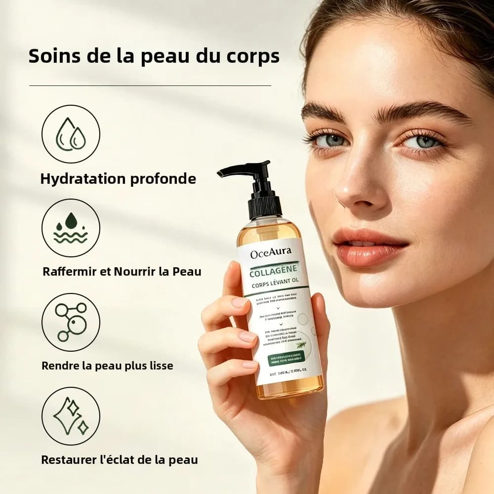 Huile corporelle au collagène OceAura, raffermissante, liftante, hydratation profonde de la peau du corps entier, huile corporelle rafraîchissante à la lavande, pour peaux sèches