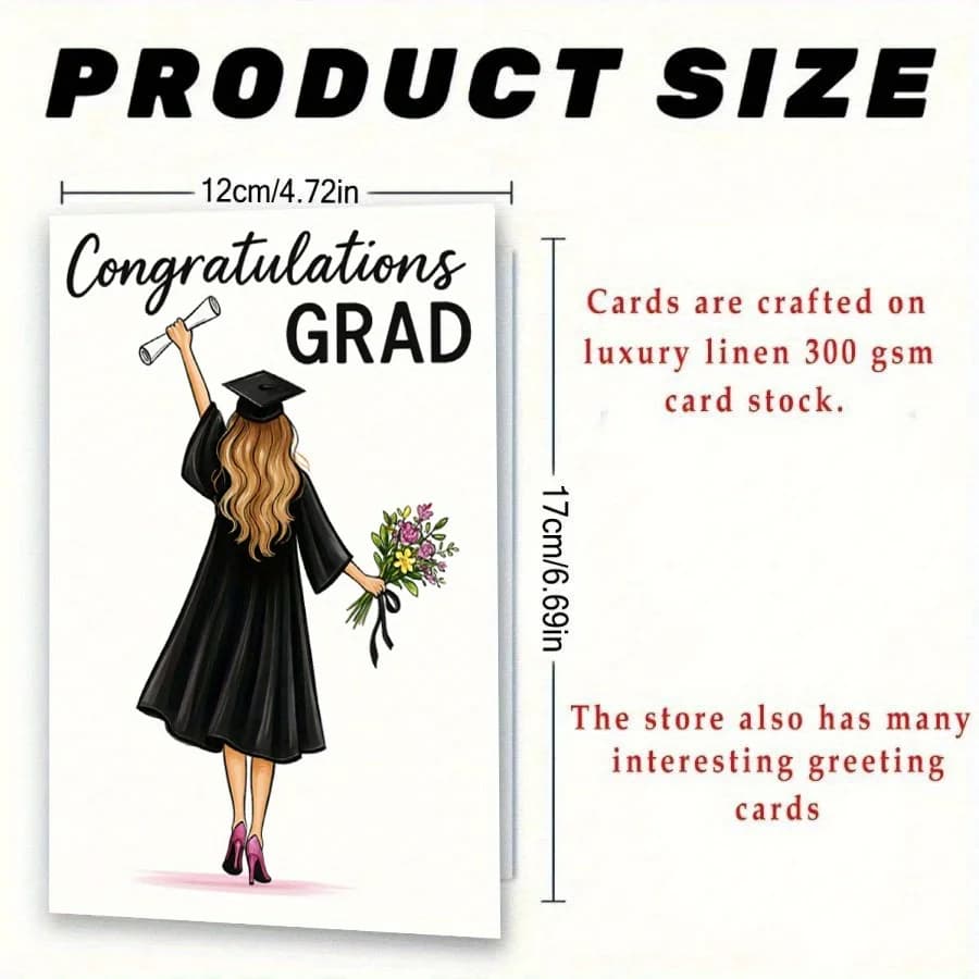 1 élégante carte de félicitations pour la remise des diplômes, avec un motif floral et le texte « Félicitations pour la remise des diplômes »