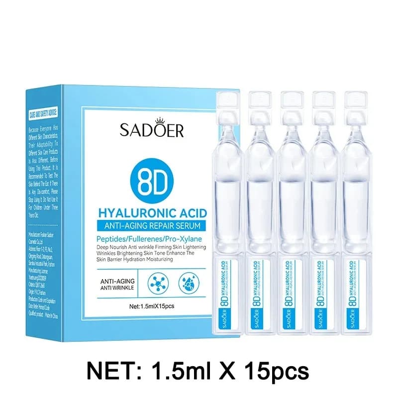 Sérum Visage à l'Acide Hyaluronique Anti-Âge, Nourrissant en Profondeur, Essence Anti-Rides au Fullerène et Collagène, Éclaircissant et Liftant pour les Soins de la Peau