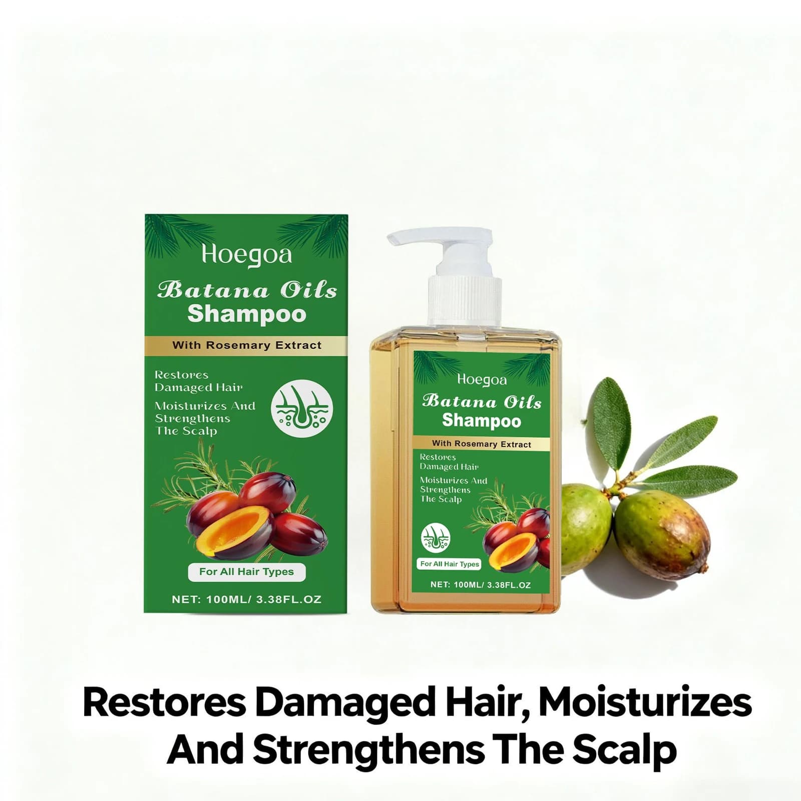 Batana – shampoing à l'huile, contrôle de l'huile, shampoing au romarin, réparation des cheveux endommagés, nourrissant pour le cuir chevelu, renforce les racines des cheveux, lissage des cheveux