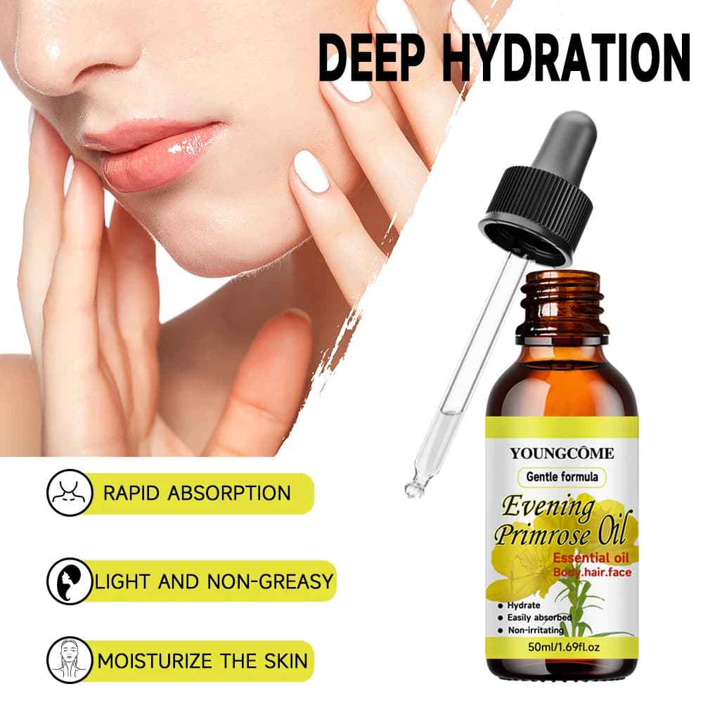 Huile Essentielle Naturelle d'Onagre, Répare les Cheveux Abîmés, Améliore la Qualité des Cheveux, Huile de Soin Hydratante, Soin Hydratant en Profondeur