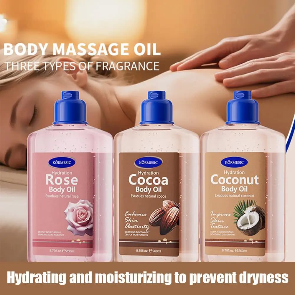 KORMESIC huile corporelle hydratante au noix de coco Massage essentiel dans le corps soins de la peau huile de Massage anglaise huile corporelle J0L1