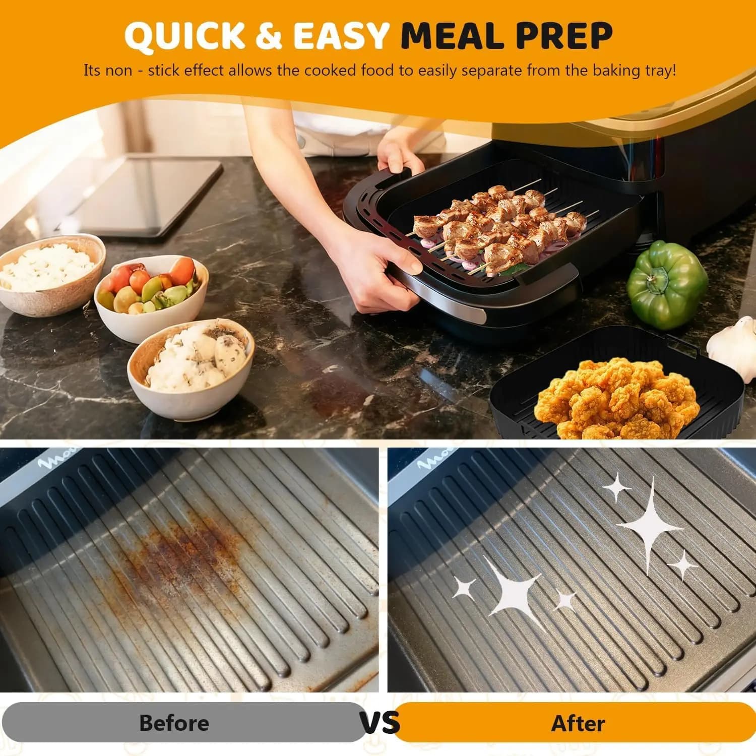 Moule de friteuse à air en silicone, moules en silicone pour friteuse à air pour surface Tefal Easy Fry XL, récipient de friteuse à air en plateau en silicone