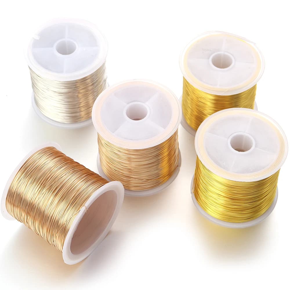Fil de cuivre couleur or 15-100M/rouleau, pour bricolage, fournitures de fabrication de bijoux faits à la main, accessoires de bijoux, matériaux de perles, vente en gros