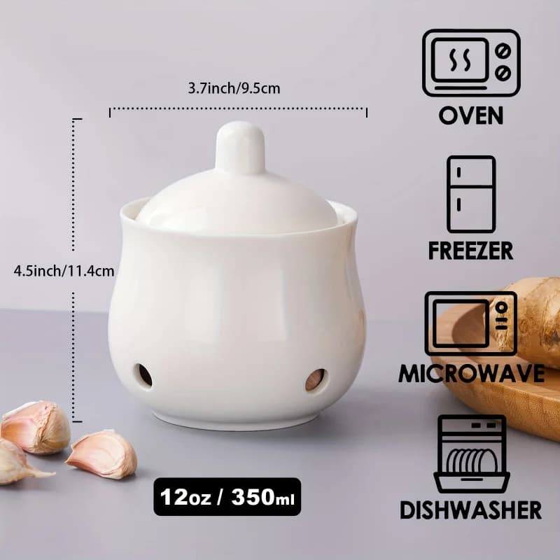 Un ensemble de pots de rangement en céramique pour l'ail et le gingembre, boîtes de rangement modernes creuses pour l'ail
