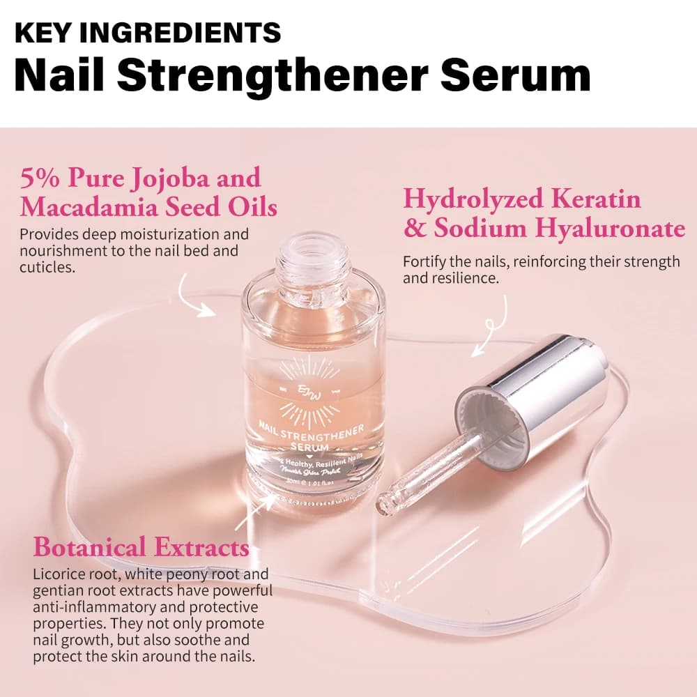 Huile fortifiante pour ongles, huile conditionnante pour cuticules, stoppe les pointes fourchues, les éclats, les fissures, traitement réparateur transparent pour ongles.