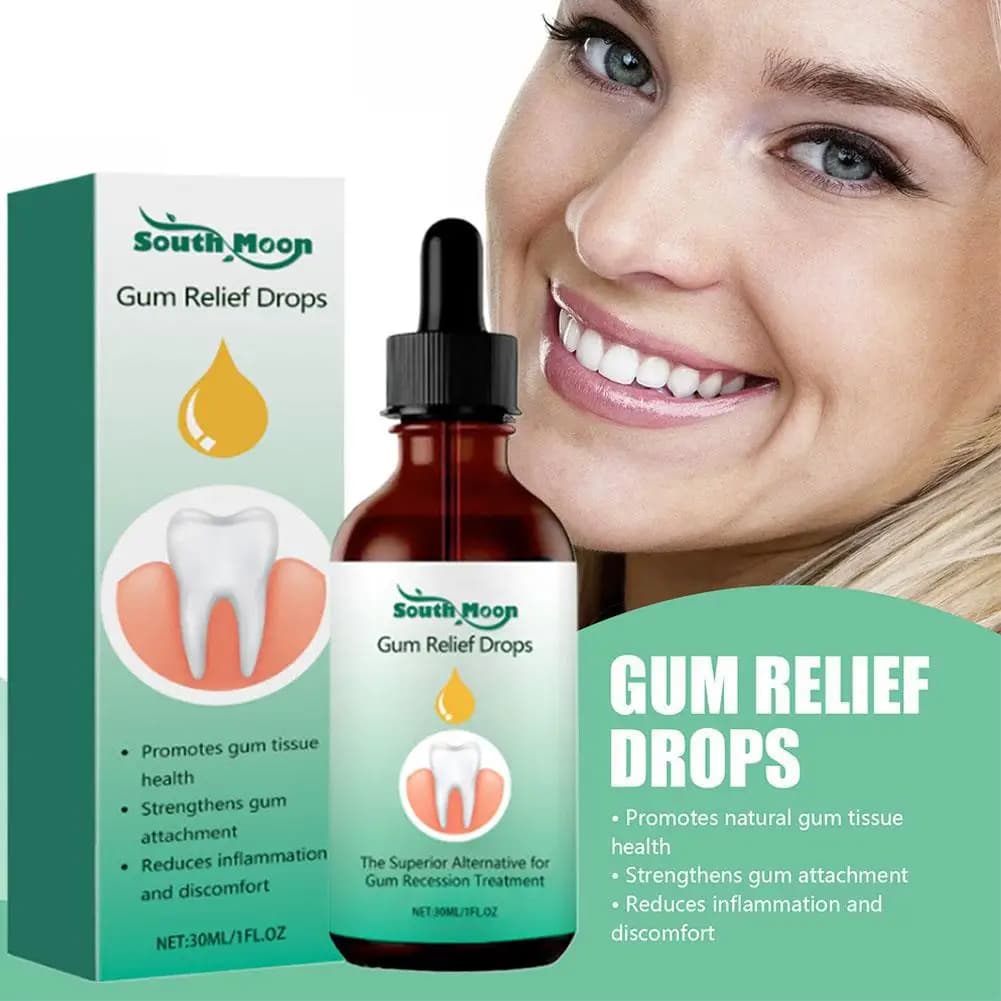 Gouttes réparatrices pour les gencives, soulagent les gencives reculées, favorisent la santé naturelle du tissu gingival, réparent les dents fortes, renforcent les gencives, soins dentaires