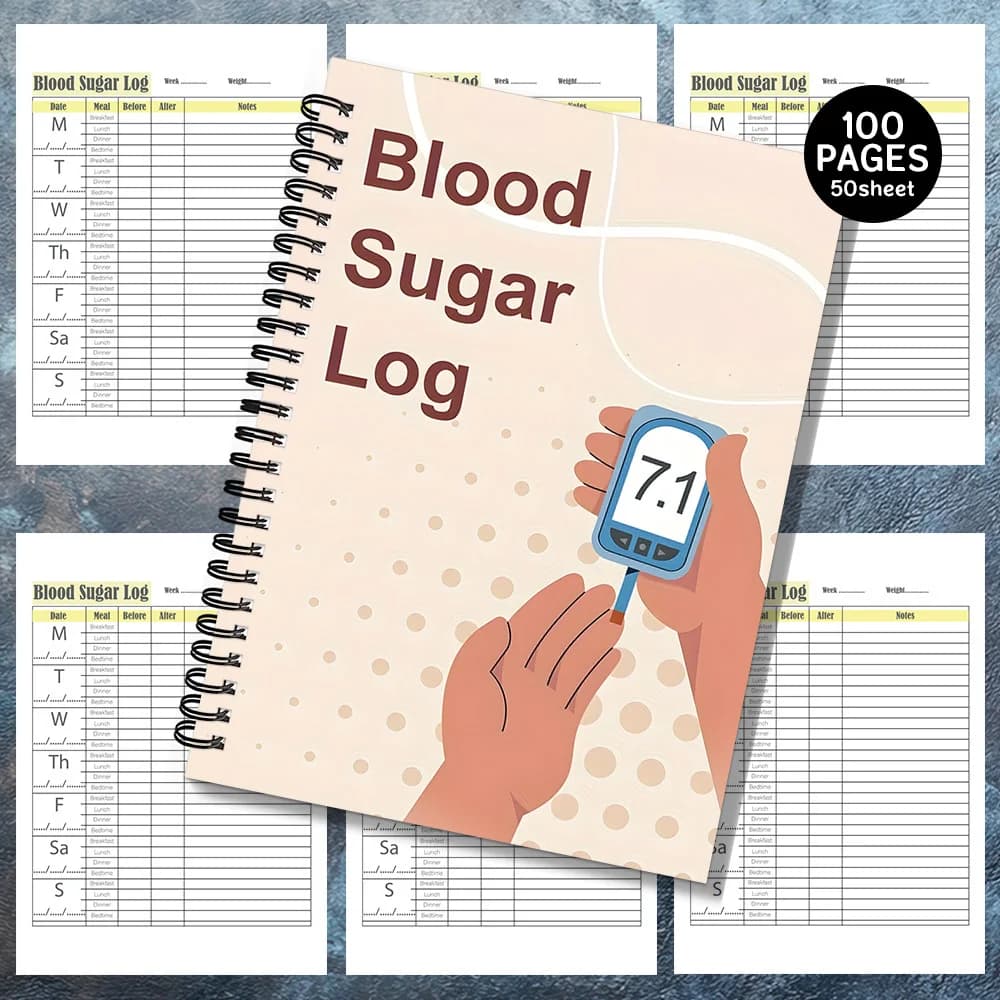 1 carnet de suivi du diabète, journal de suivi quotidien de la glycémie, carnet de surveillance du glucose pour diabétiques, carnet d'enregistrement des repas et des médicaments K