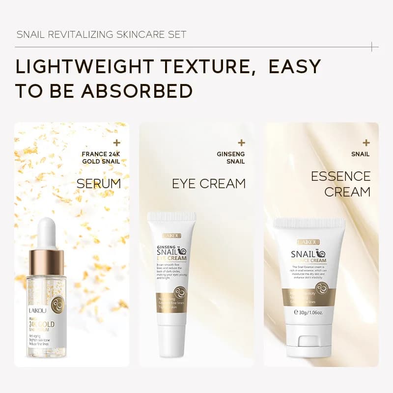 Coffrets de soins de la peau à la vitamine C LAIKOU, 3 pièces, crème pour le visage, sérum, crème pour les yeux, hydratant, anti-rides, kit de soins du visage