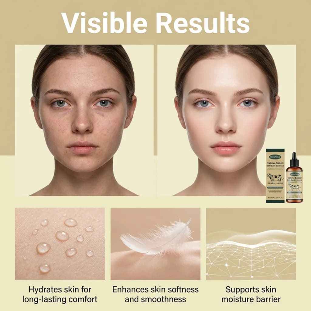 Huile pour le visage au suif de bœuf, soin hivernal, remède pour peaux sèches, hydratation intense, hydratant à base d'huile, hydratation longue durée