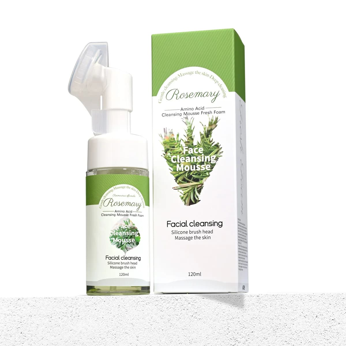 Mousse nettoyante pour le visage à l'huile essentielle de romarin