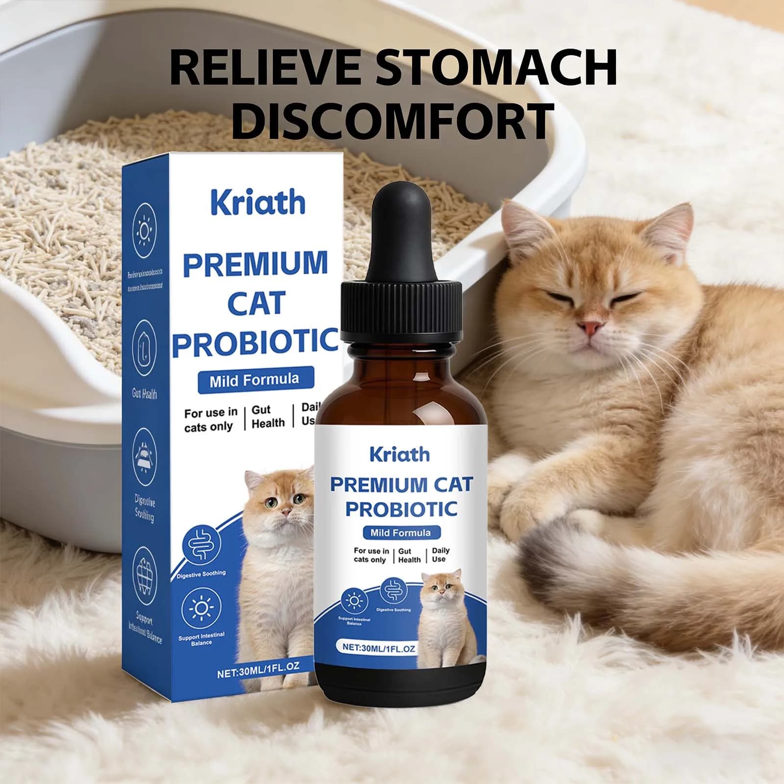 Probiotiques pour chats de qualité supérieure, favorisent la digestion, apaisent et soutiennent l'équilibre intestinal, maintiennent une microbiota saine dans l'intestin, gouttes probiotiques pour cha