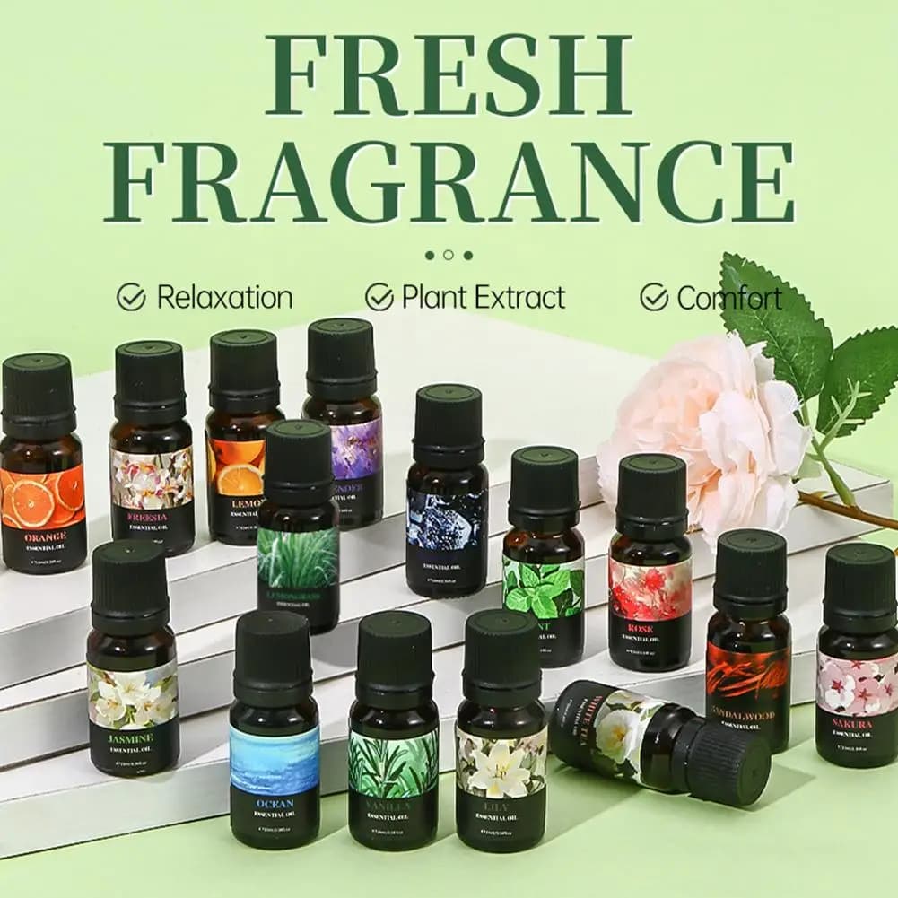 15 Huiles Parfumées Solubles dans l'Eau - Huile d'Aromathérapie 10ml pour Diffuseur, Désodorisant d'Ambiance, Purificateur d'Air, Maison & Voiture