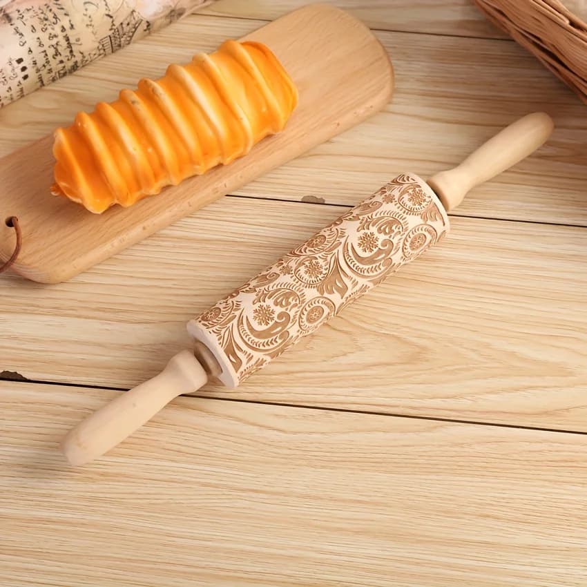 Rouleau à pâtisserie gravé en gaufrage, outil de cuisson, biscuits, Fondant, gâteau, pâte, rouleau à motifs, accessoires de cuisine, 1 pièce
