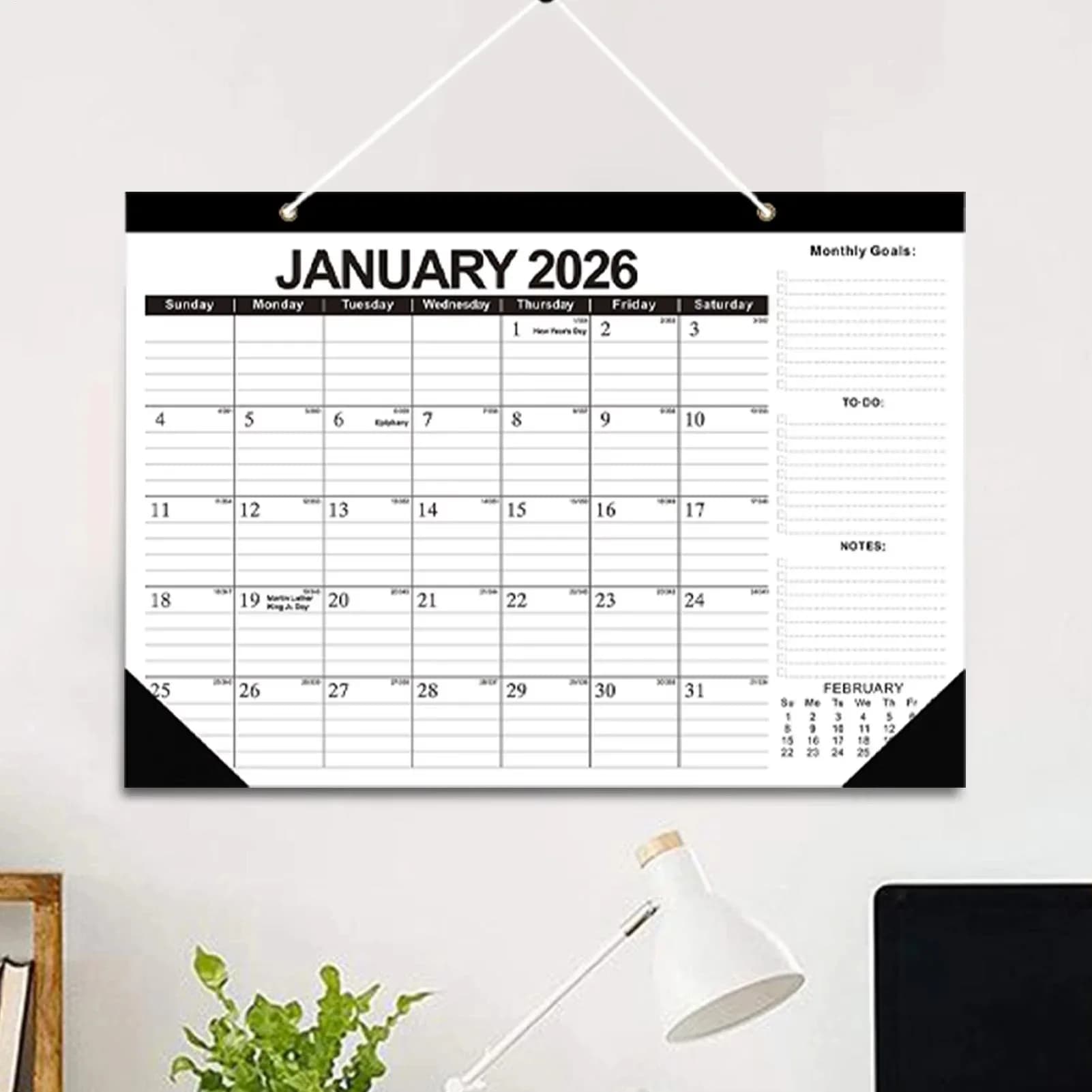 Nouveau calendrier mural 2026 18 mois 2026-2027 quotidien hebdomadaire mensuel Agenda planificateur organisateur décor de bureau à domicile calendrier suspendu