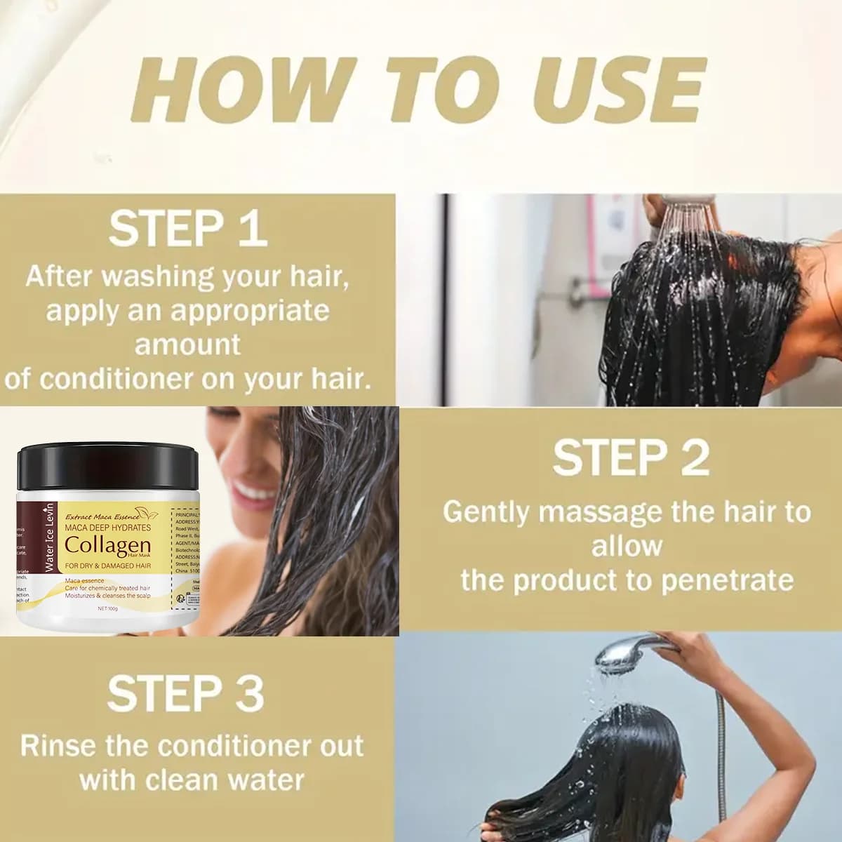 Masque capillaire magique, contient du collagène et de la kératine - Nourrit en profondeur les cheveux à l'huile de coco - Hydrate et nourrit intensément - Répare les cheveux fins, fragiles, secs et a