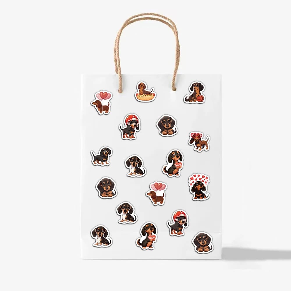 Autocollant en rouleau de dessin animé de chien de saucisse mignon, autocollant de sceau d'enveloppe de compte à main, autocollant décoratif étanche 500 pièces