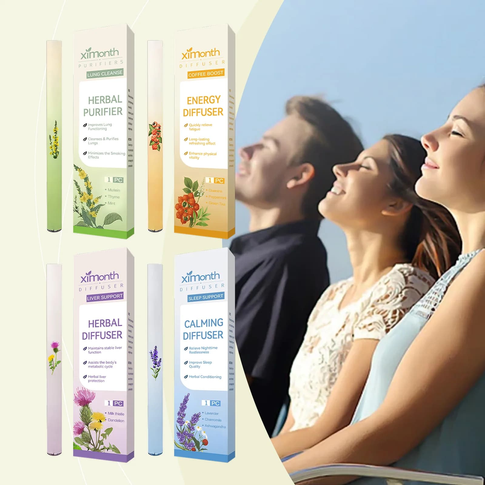 Purificateur de poumons à base de plantes, bâton de nettoyage pour protéger le foie, soulage la Fatigue, la somnolence, huile essentielle rafraîchissante à la menthe, barre énergétique