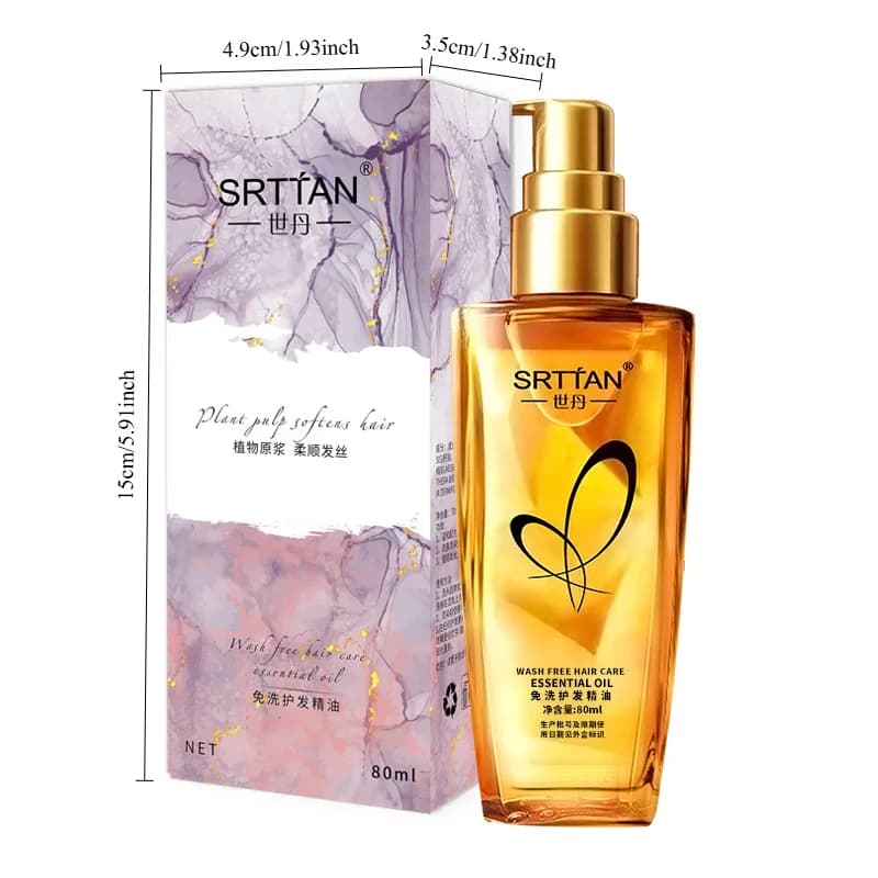 Huile Essentielle Soin Capillaire Sans Rinçage, Soin Capillaire Adoucissant, Sans Rinçage Non Gras, Huile pour Cheveux, Convient à Tous Types de Cheveux