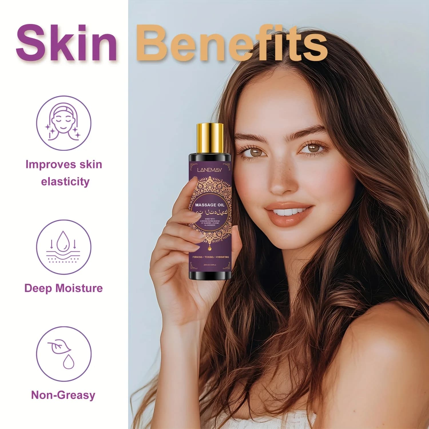 Huile de Massage à la lavande à l'acide hyaluronique pour Couples, absorption rapide, améliore l'élasticité de la peau, aucun résidu gras, rafraîchit, hydrate