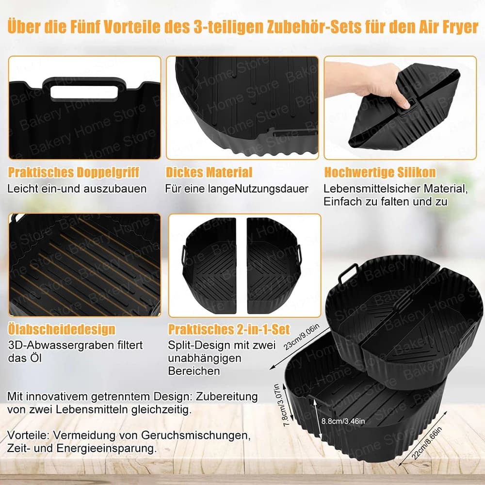 Accessoires de friteuse à Air 2x3.1L et 1x6.2L pour Philips série 2000 NA230 XL Cosori Turboblaze 6L, moule en Silicone réutilisable pour friteuse à air