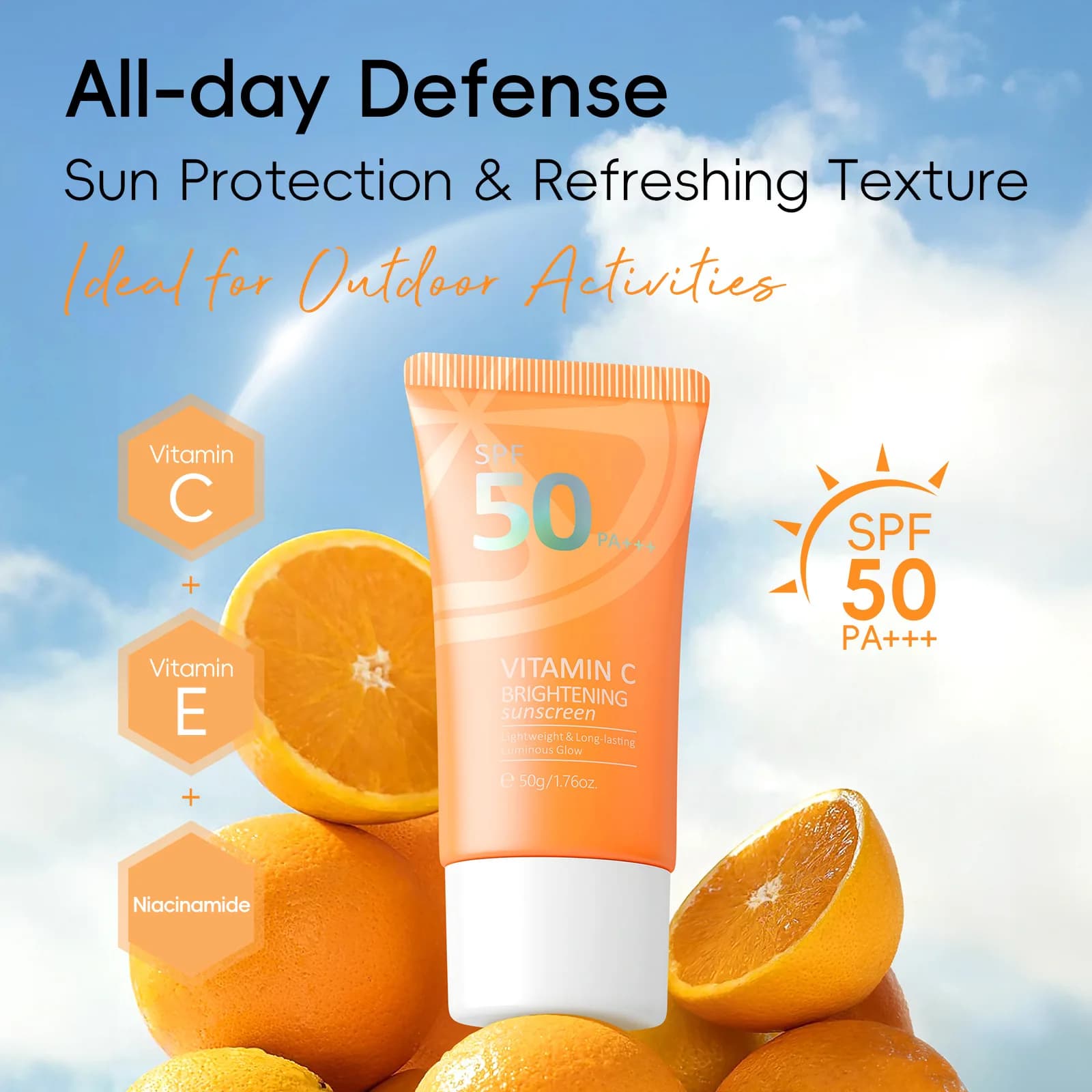 Éventuelles F50 +-Crème solaire à la vitamine C pour la peau grasse